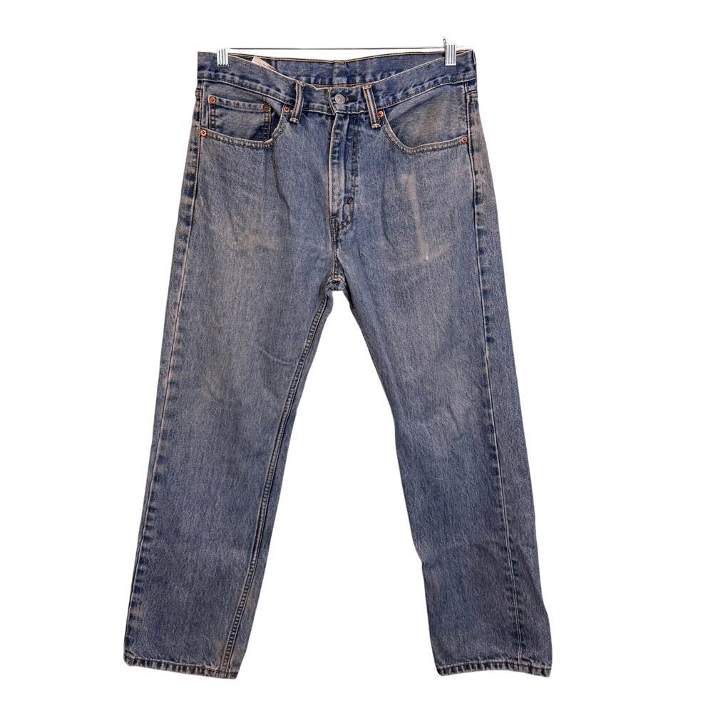 Levis 505 Jeans Men 34X30 Blue Denim Straight Leg Regular Fit Casual Medium Wash